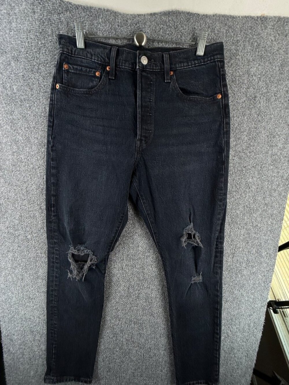 Levi’s Premium 501s Jeans Charcoal Wash Black Cotton Blend Denim ACTL 30x30